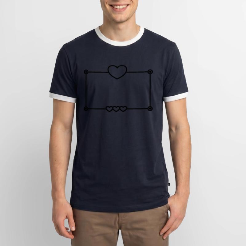 Black Heart Frame Rectangular Shape Men's Ringer Shirt