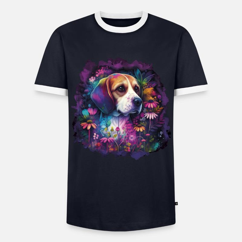 Beagle Beagle Motif Gift - Men's Ringer Shirt - navy/white 