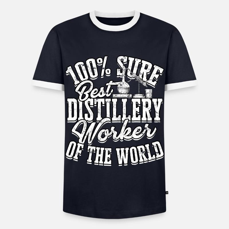 schnaps whiskey brennen schnapsbrenner geschenkide - Männer Kontrast-T-Shirt - Navy/Weiß