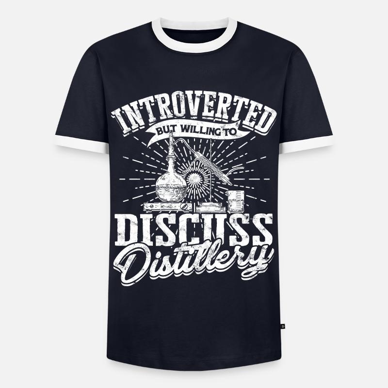 schnaps whiskey brennen schnapsbrenner geschenkide - Männer Kontrast-T-Shirt - Navy/Weiß 