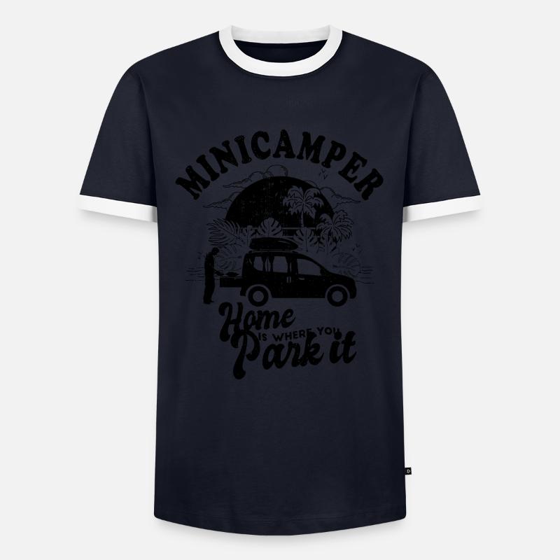 Minicamper Sprüche Camping-Camper Microcamper - Männer Kontrast-T-Shirt - Navy/Weiß 