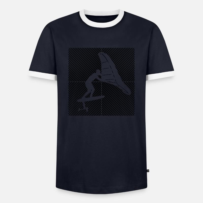 Wingfoil-Surfer Wingfoiling Hydrofoil Kitefoil - Männer Kontrast-T-Shirt - Navy/Weiß