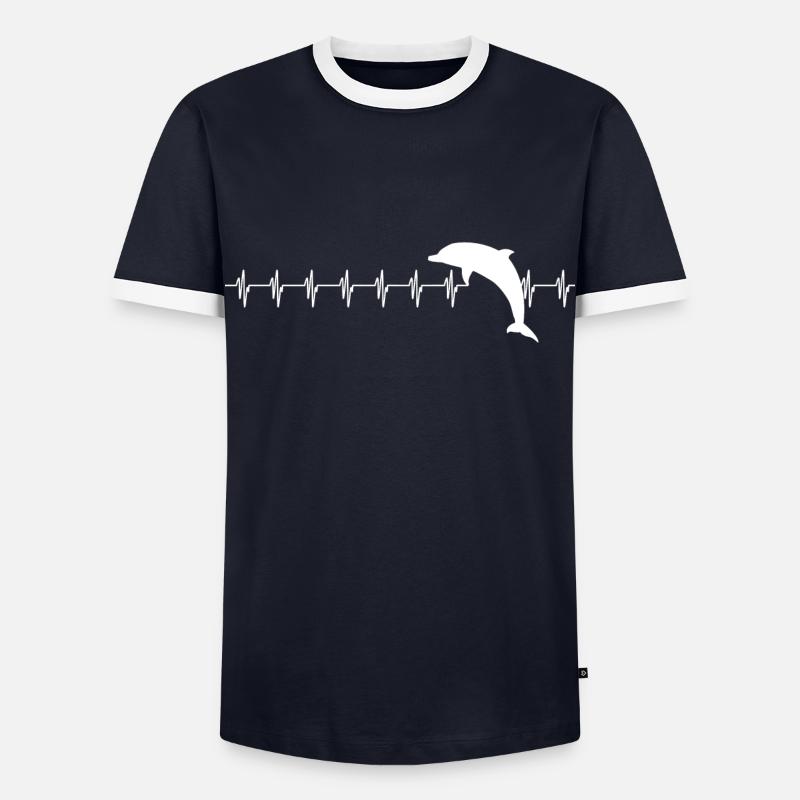 Delfin - Männer Kontrast-T-Shirt - Navy/Weiß