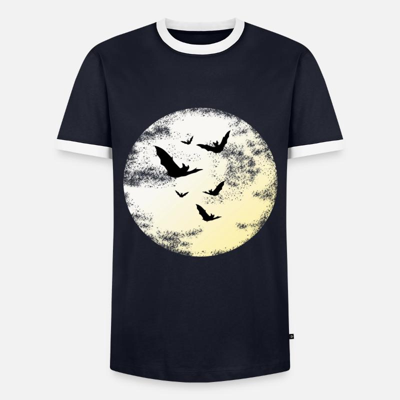Bats in the moonlight - Men's Ringer Shirt - navy/white 