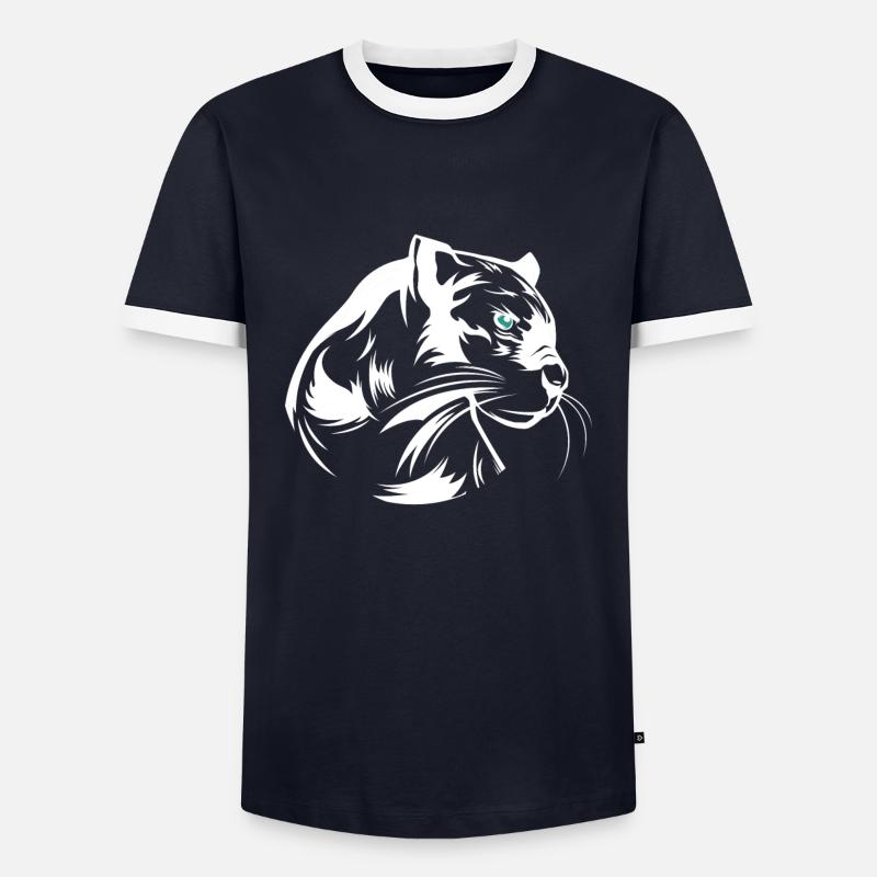 Panther - Männer Kontrast-T-Shirt - Navy/Weiß