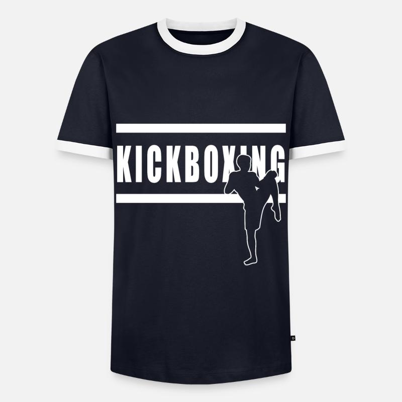 Kickboxen - Männer Kontrast-T-Shirt - Navy/Weiß 