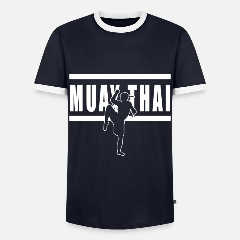 Muay Thai - Männer Kontrast-T-Shirt - Navy/Weiß