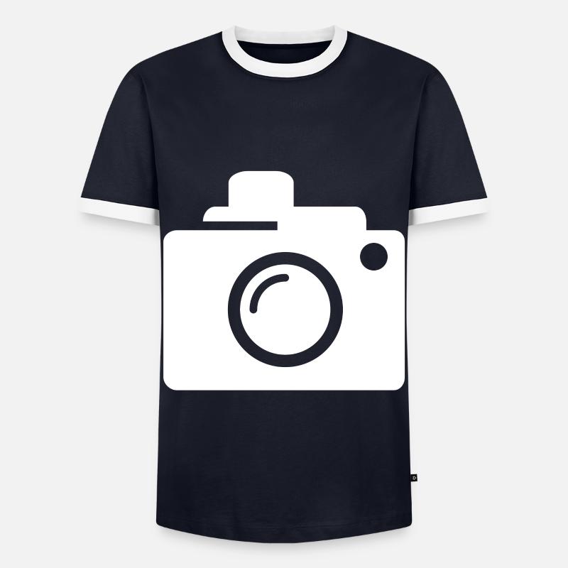 Camera camera - Men's Ringer Shirt - navy/white 