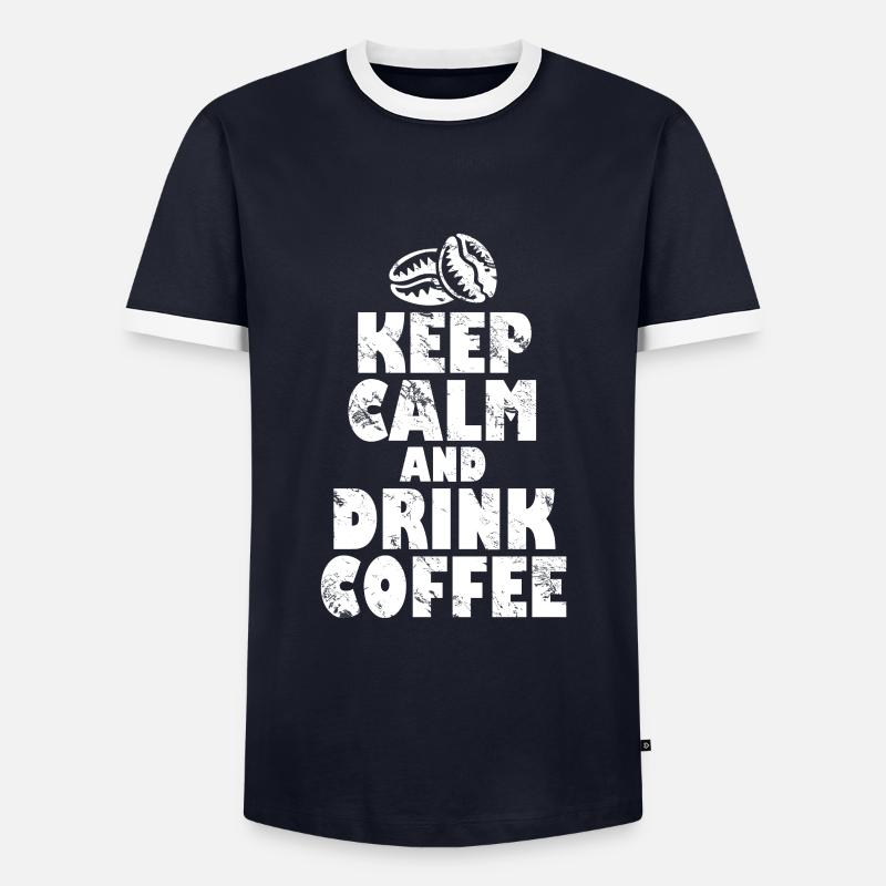Kaffee - Männer Kontrast-T-Shirt - Navy/Weiß