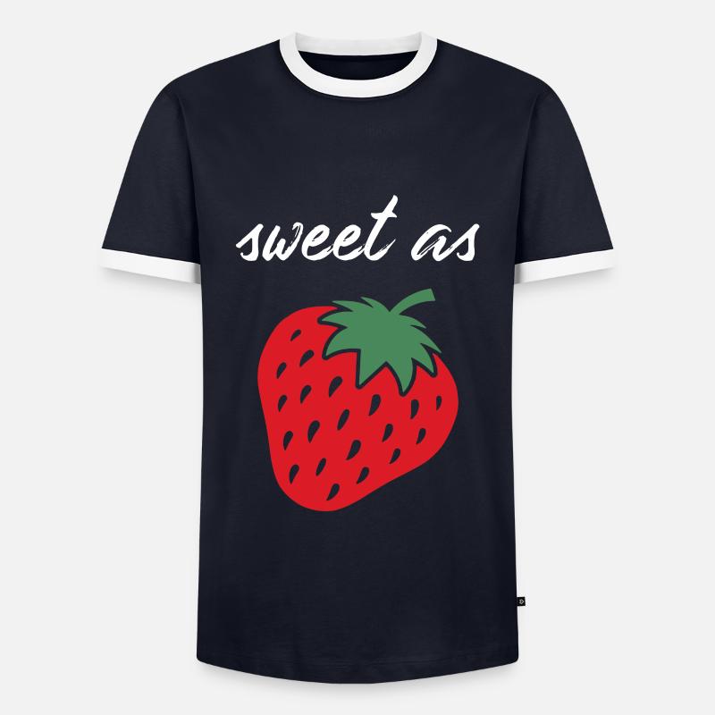 Erdbeere - Männer Kontrast-T-Shirt - Navy/Weiß 