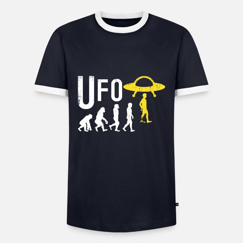 UFO Evolution - Männer Kontrast-T-Shirt - Navy/Weiß