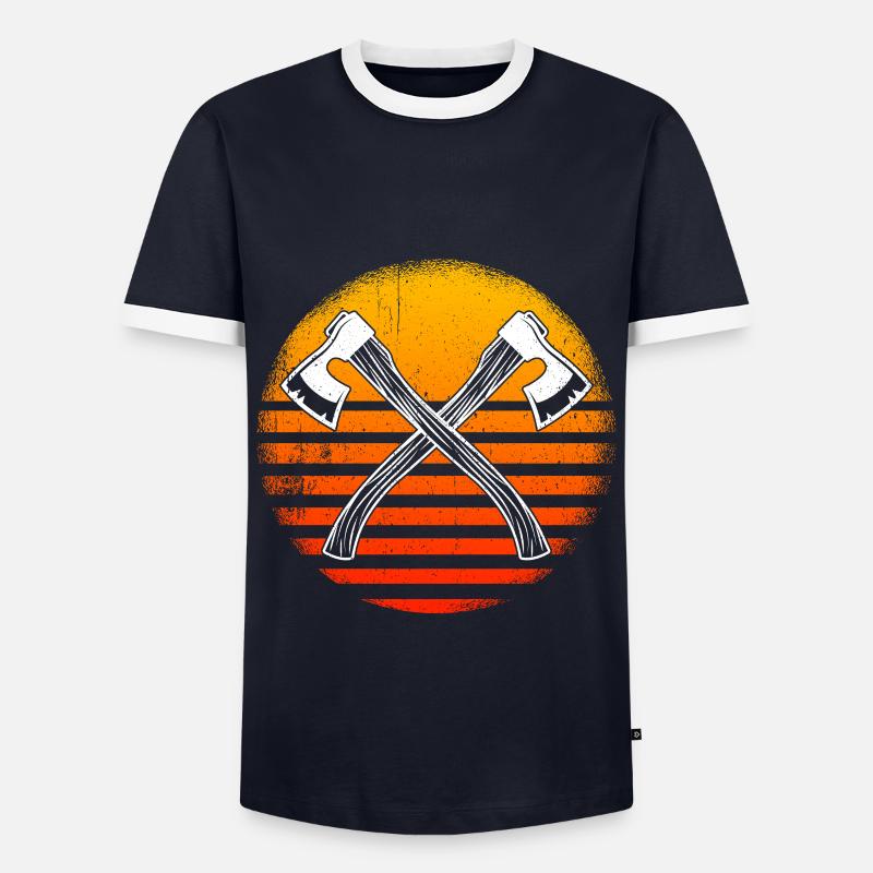 Axt-Wurfäxte Und Tomahawks - Männer Kontrast-T-Shirt - Navy/Weiß 