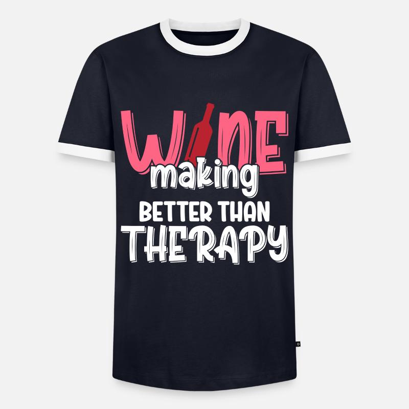Wine Making Better Than Therapy - Männer Kontrast-T-Shirt - Navy/Weiß