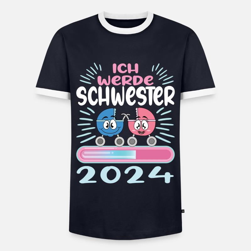 Schwester werden Schwester 2024 - Männer Kontrast-T-Shirt - Navy/Weiß