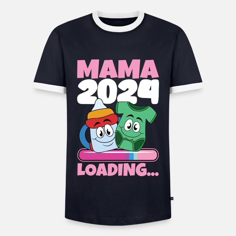 Mama 2024 werdende Mutter Schwangerschaft - Männer Kontrast-T-Shirt - Navy/Weiß 