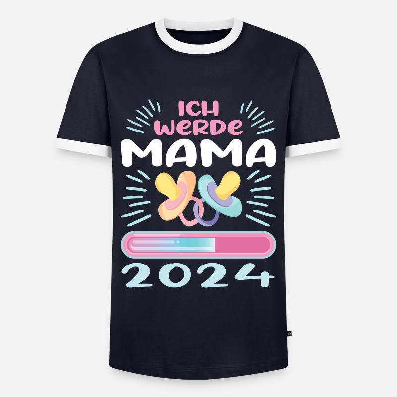 Mama 2024 werdende Mutter Schwangerschaft - Männer Kontrast-T-Shirt - Navy/Weiß 