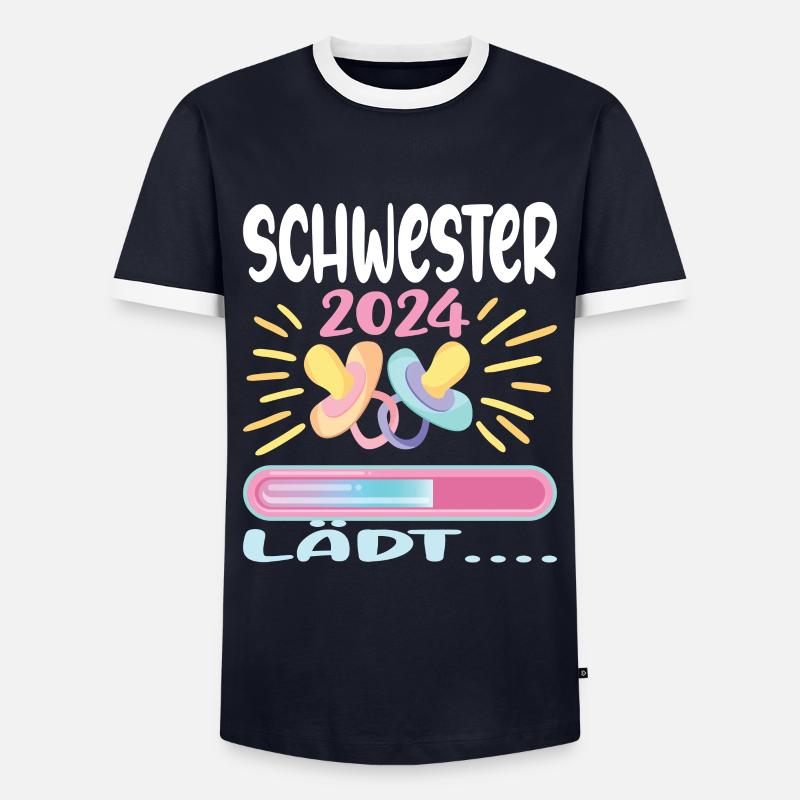 Schwester werden Schwester 2024 - Männer Kontrast-T-Shirt - Navy/Weiß