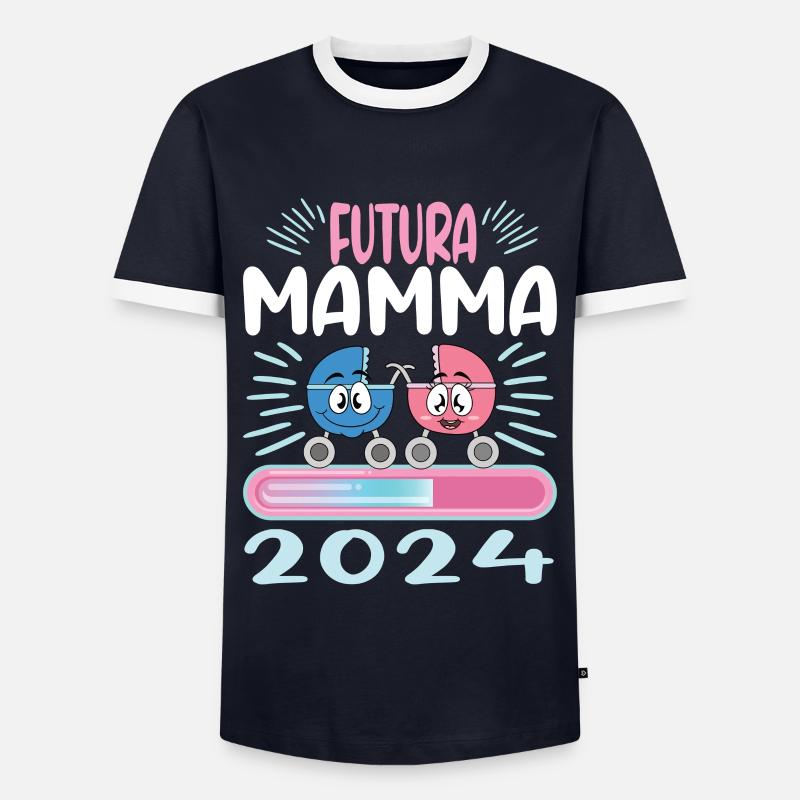 Super Mamma 2024 Loading - Männer Kontrast-T-Shirt - Navy/Weiß