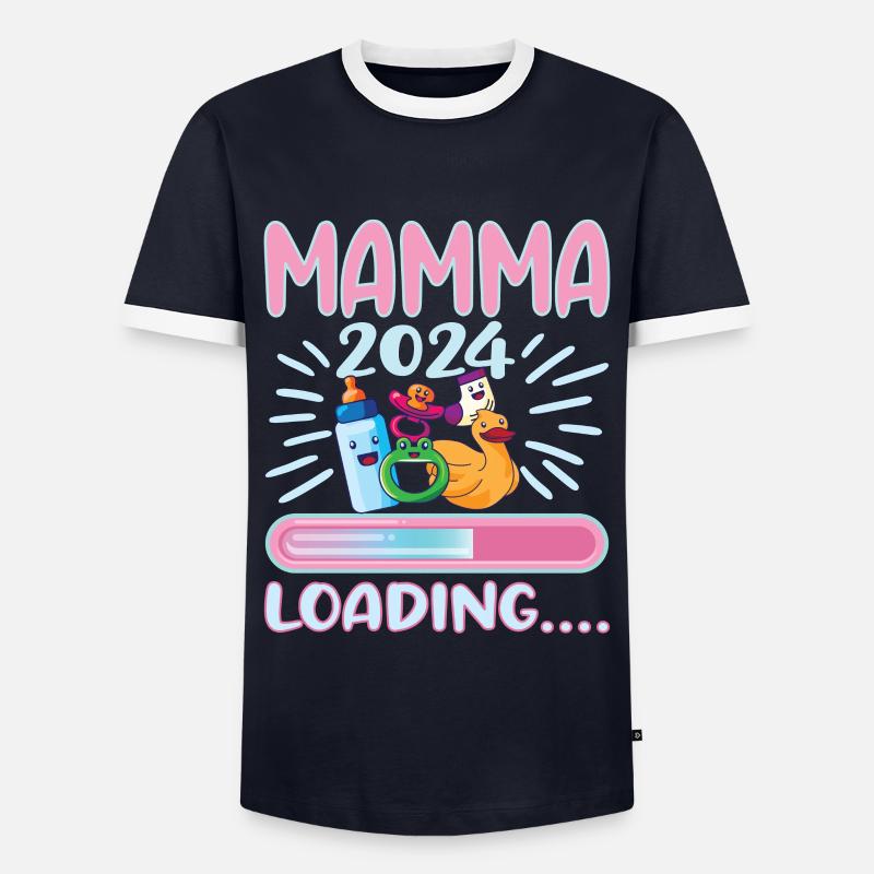 Super Mamma 2024 Loading - Männer Kontrast-T-Shirt - Navy/Weiß