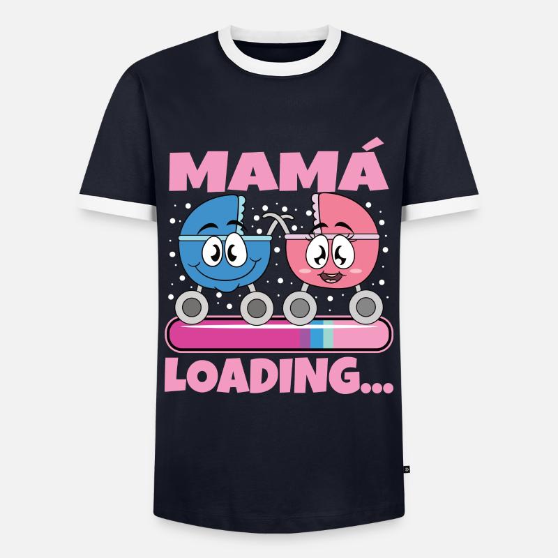 scMama 2024 Werdende Mutter Schwangerschaft - Männer Kontrast-T-Shirt - Navy/Weiß 