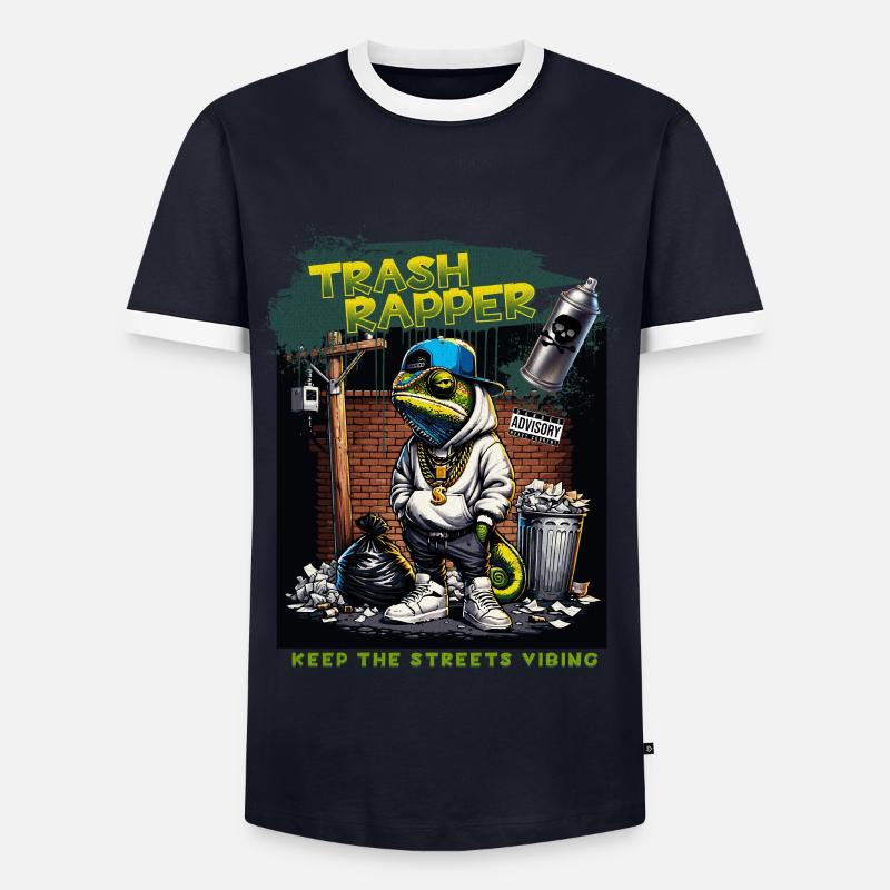 TRASH RAPPER Eidechse - Männer Kontrast-T-Shirt - Navy/Weiß