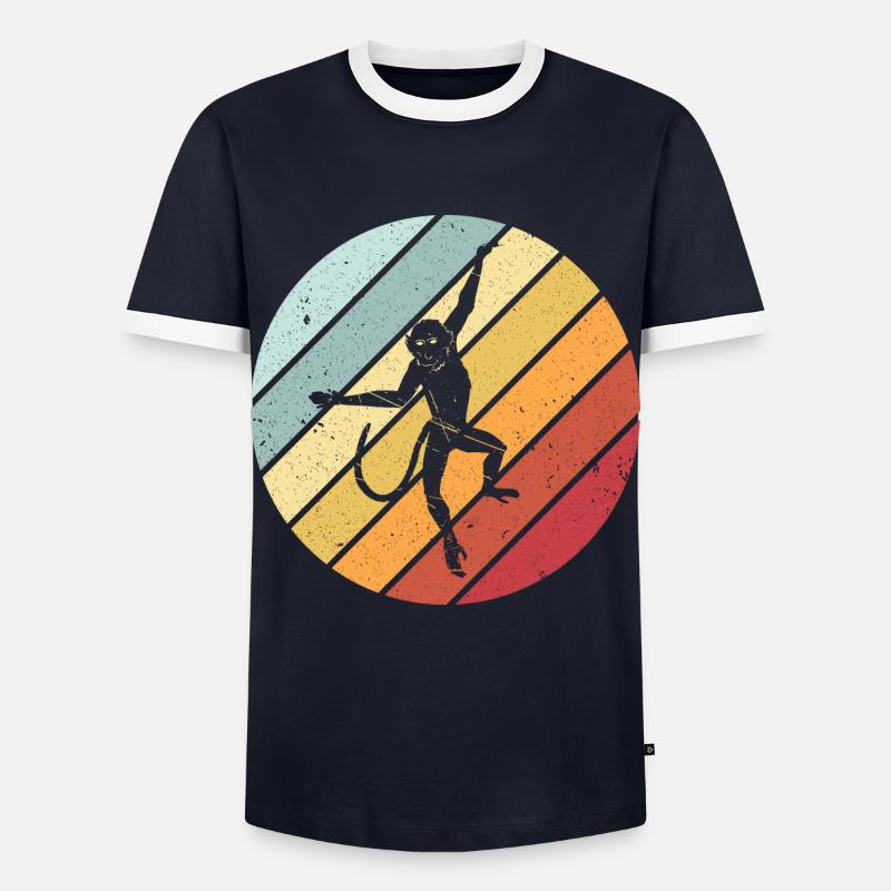 Monkey retro - Men's Ringer Shirt - navy/white 