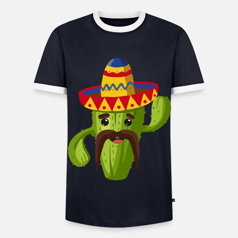 Mexican cactus - Men's Ringer Shirt - navy/white 