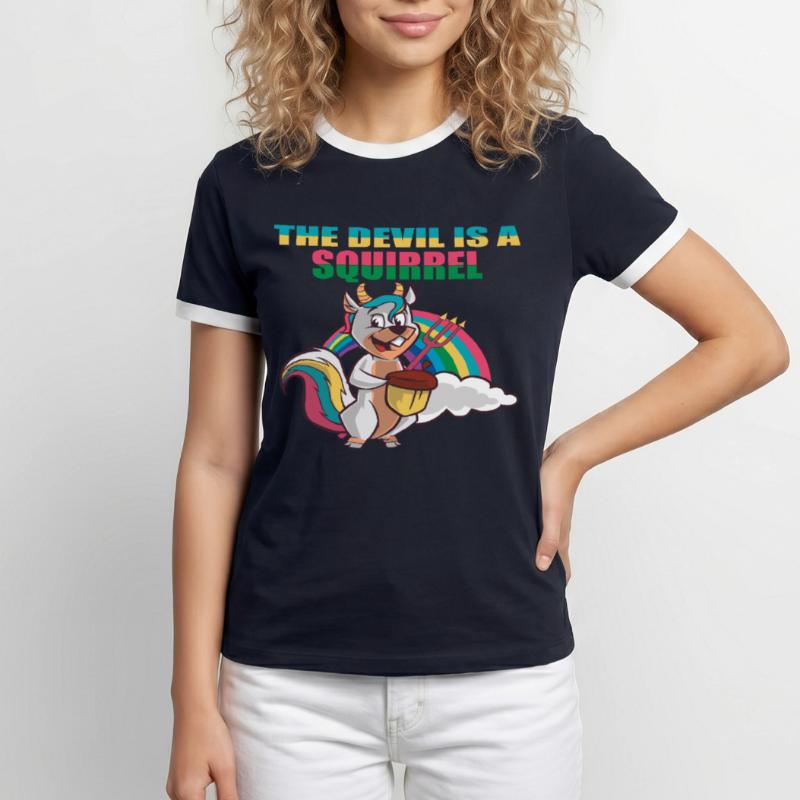 Devil Squirrel, The devil is a squirrel, Fun Men's Ringer Shirt