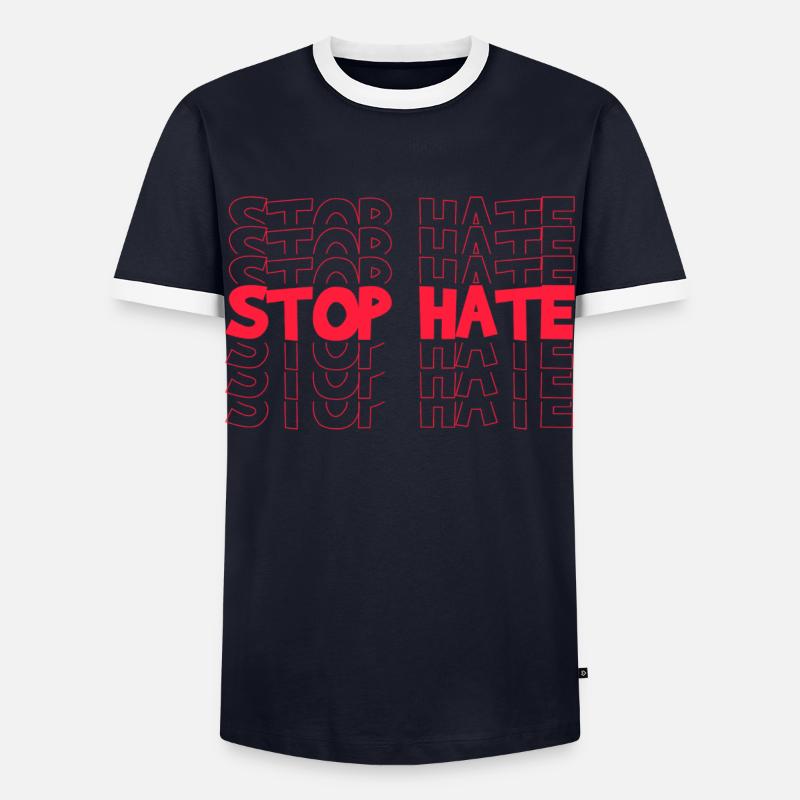 STOP HATE - Männer Kontrast-T-Shirt - Navy/Weiß