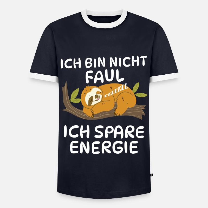 Sloth Saving Energy - Men's Ringer Shirt - navy/white