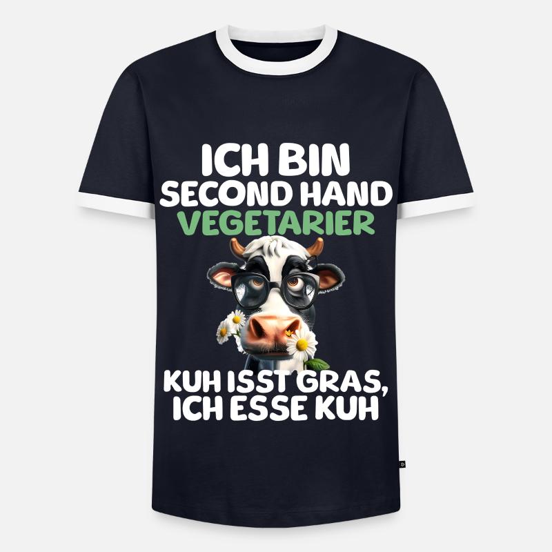Second Hand Vegetarian - Men's Ringer Shirt - navy/white 