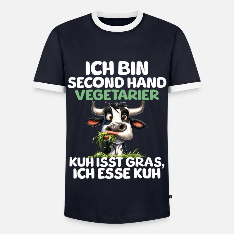 Second Hand Vegetarian - Men's Ringer Shirt - navy/white