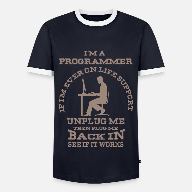 I'm a programmer - funny computer program - Men's Ringer Shirt - navy/white