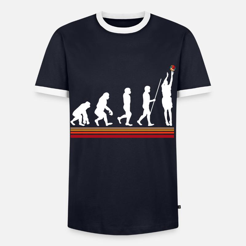 Retro basketball evolution - Men's Ringer Shirt - navy/white 
