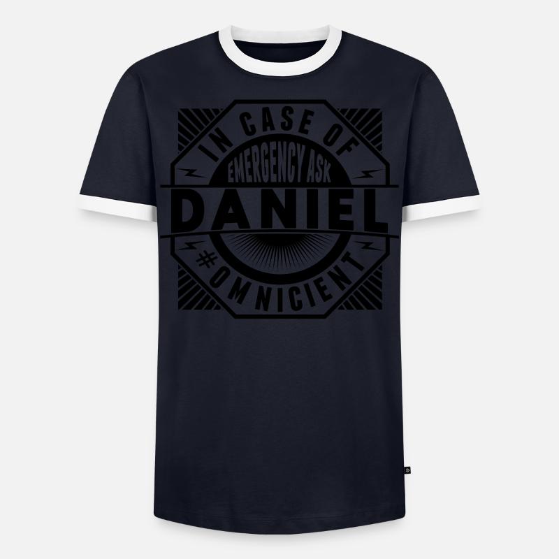Im Notfall Fragen Sie Daniel - Männer Kontrast-T-Shirt - Navy/Weiß 