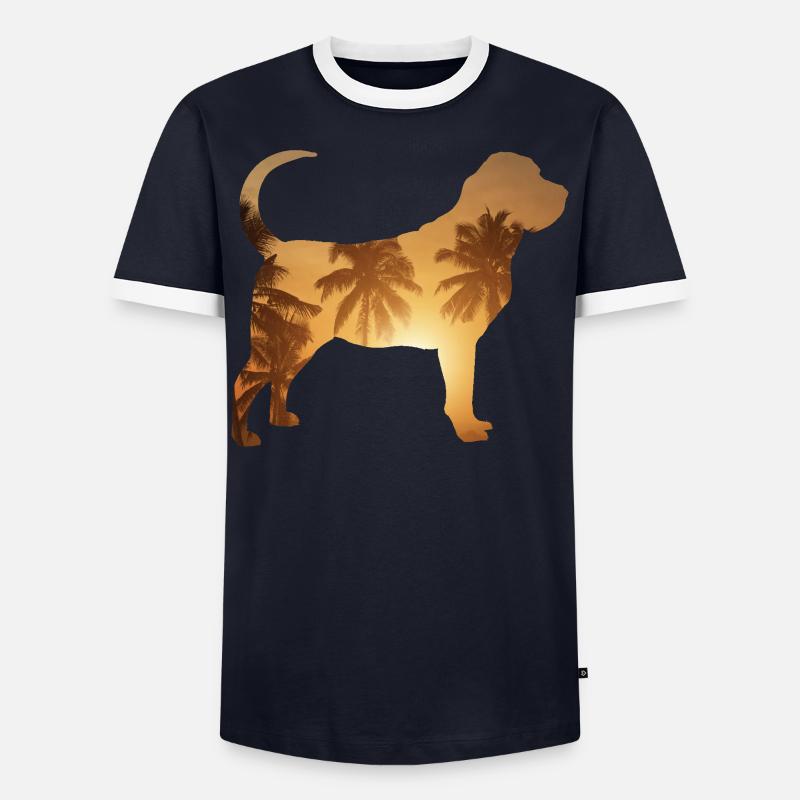 Sommerstrand - Bluthund - Männer Kontrast-T-Shirt - Navy/Weiß