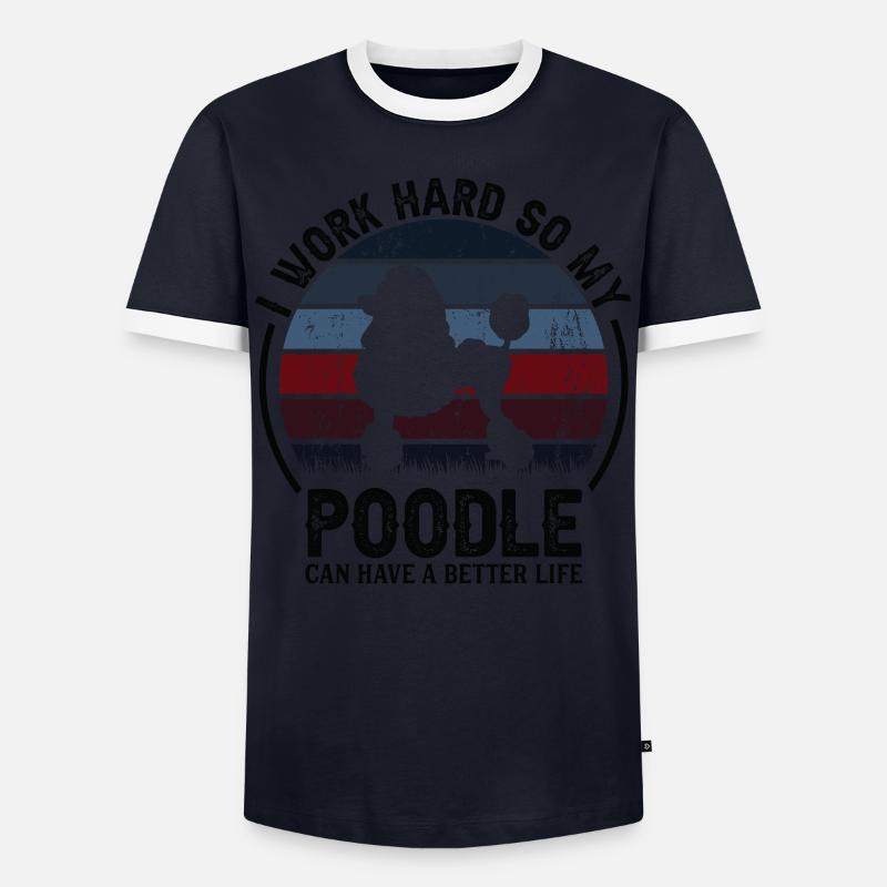 Work Hard - Retro Poodle - Men's Ringer Shirt - navy/white 