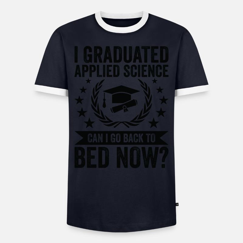 I graduated in Applied Science - Men's Ringer Shirt - navy/white 