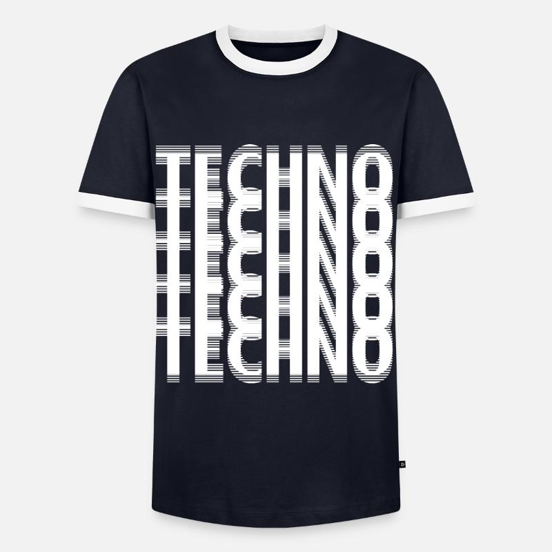 Techno - Männer Kontrast-T-Shirt - Navy/Weiß 