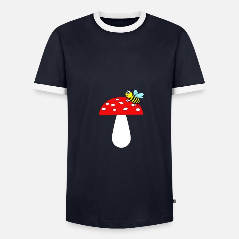 Bee on fly agaric - Men's Ringer Shirt - navy/white