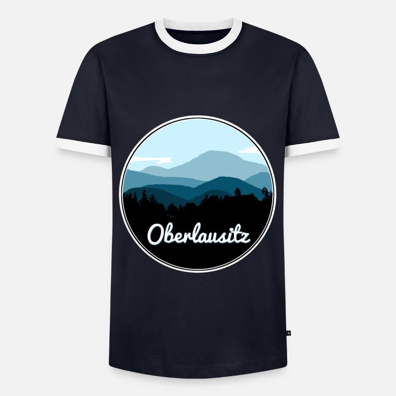 Oberlausitz - Männer Kontrast-T-Shirt - Navy/Weiß 