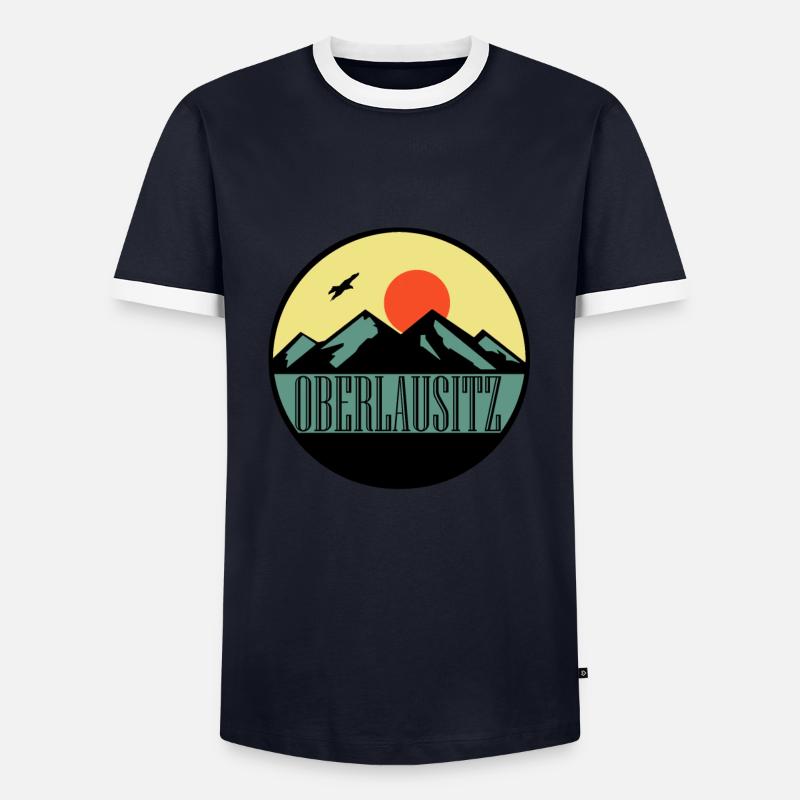 Oberlausitz - Männer Kontrast-T-Shirt - Navy/Weiß 
