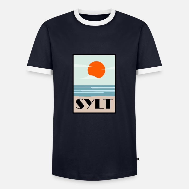 sylt - Männer Kontrast-T-Shirt - Navy/Weiß