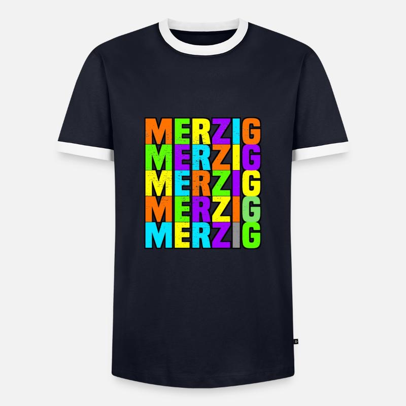 merzig saar - Männer Kontrast-T-Shirt - Navy/Weiß 