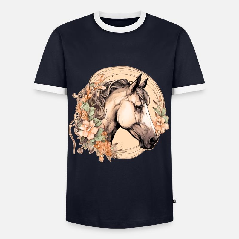 Pferd Boho - Männer Kontrast-T-Shirt - Navy/Weiß