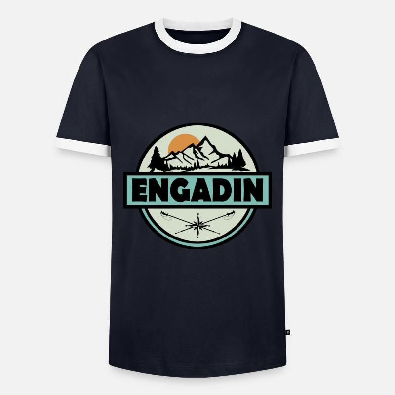Engadin - Männer Kontrast-T-Shirt - Navy/Weiß