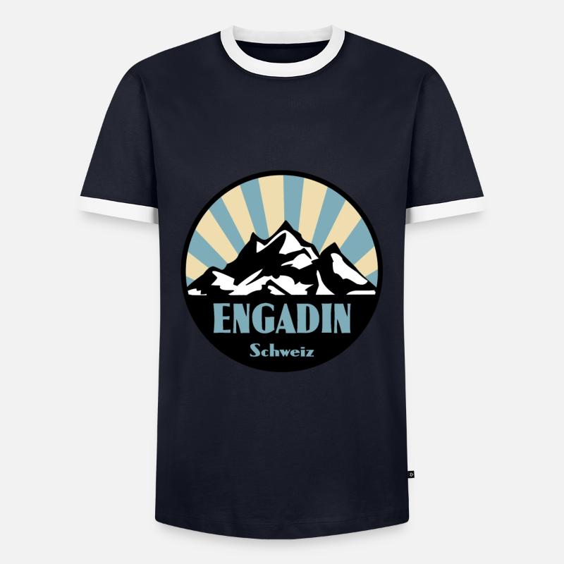Engadin - Männer Kontrast-T-Shirt - Navy/Weiß 