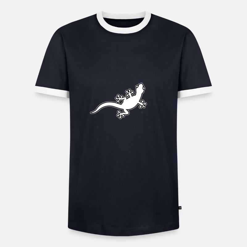 Echse - Männer Kontrast-T-Shirt - Navy/Weiß 