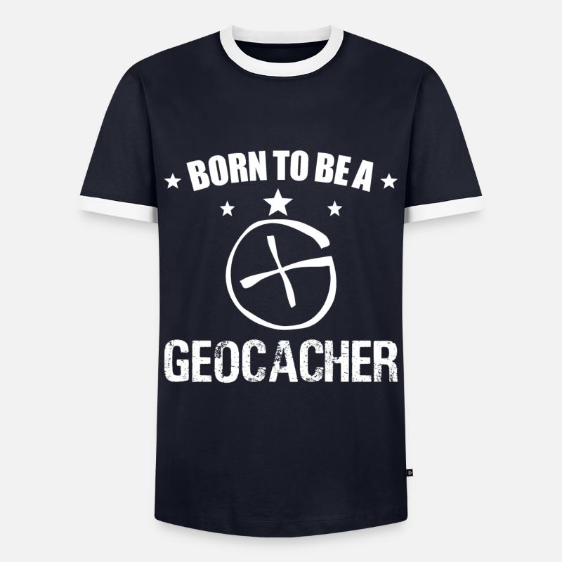Geocacher, Geocaching, Schnitzeljagd - Männer Kontrast-T-Shirt - Navy/Weiß 