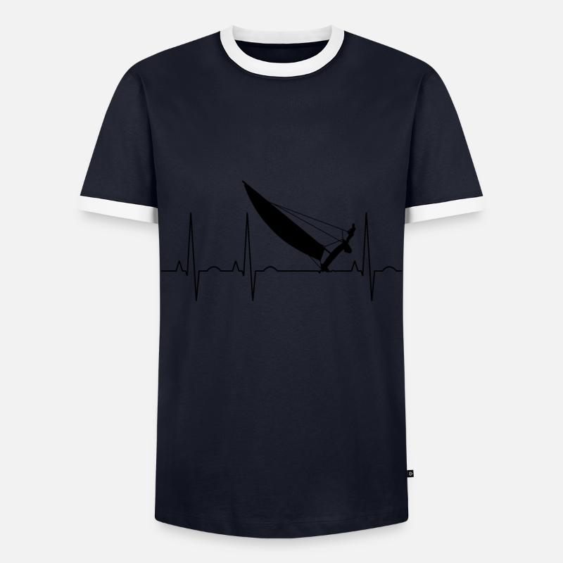 Katamaran - Puls / Frequenz - Männer Kontrast-T-Shirt - Navy/Weiß 